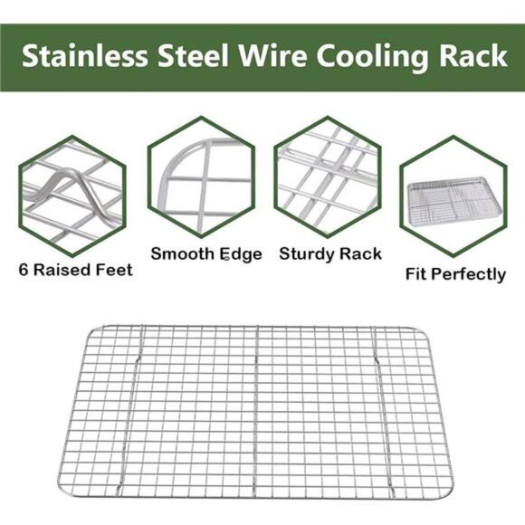 Baking Sheet with Rack Set (2 Pans + 2 Racks), Stainless Steel Cookie Sheet - Picture 6 of 8